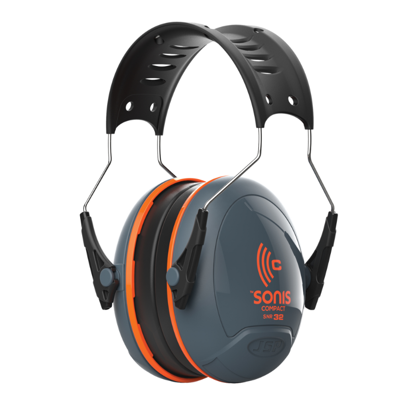 Sonis Compact Adjustable Ear Defenders - Grey/Orange (32dB)