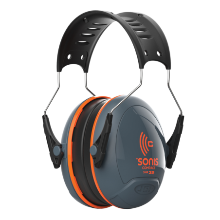Sonis Compact Adjustable Ear Defenders - Grey/Orange (32dB)