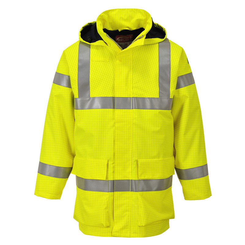 High-visibility fire-retardant rain jacket - Bizflame S774