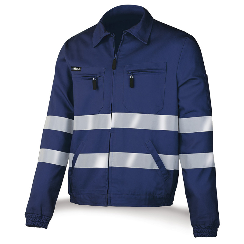 Jacket with reflective stripes, 100% cotton - 488CCRTOPAM