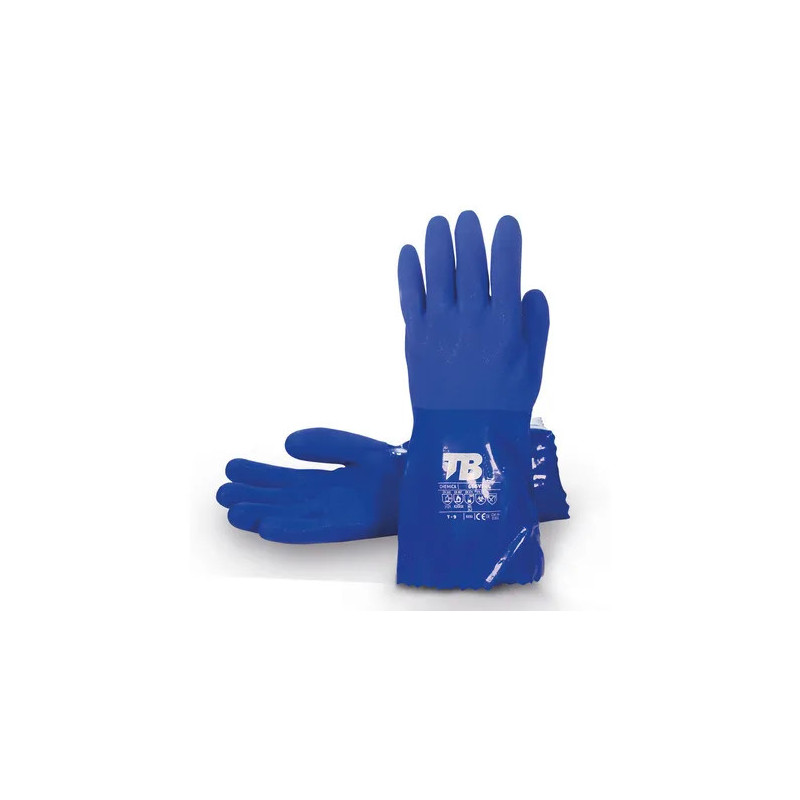 PVC chemical glove with cotton interior, 30 centimeters long - 10 pairs