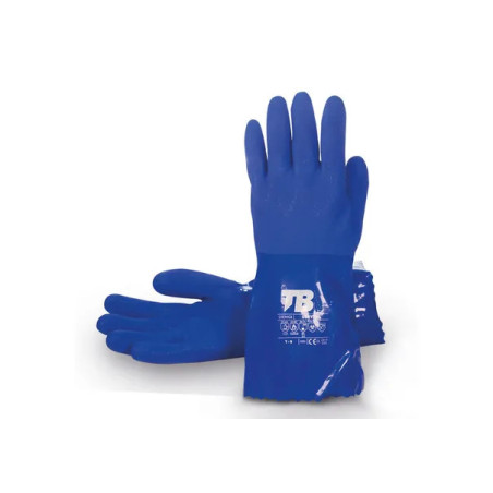 PVC chemical glove with cotton interior, 30 centimeters long - 10 pairs